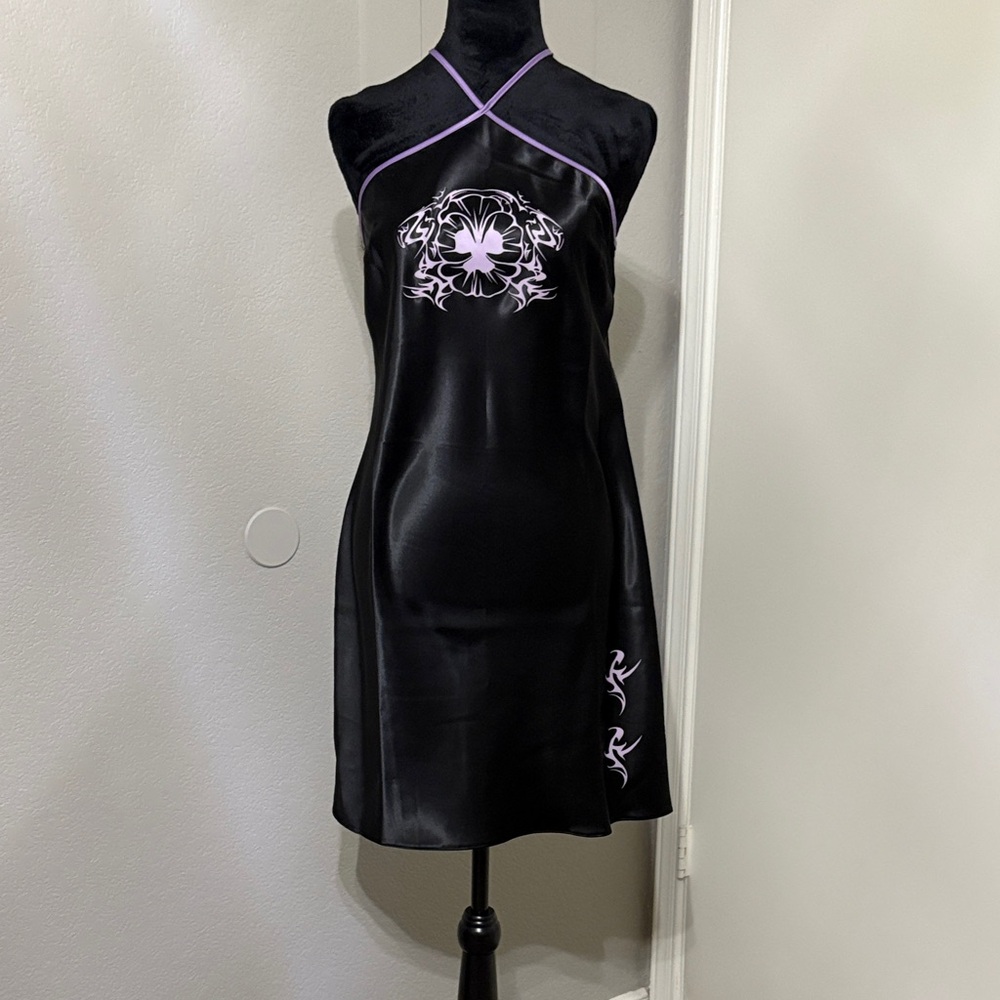 Black and Purple Halter Dress